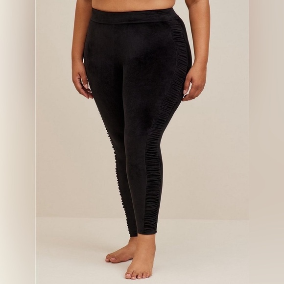Torrid Full Length Signature Waist Ruched Velour Side Legging - Picture 1 of 9